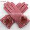 ladies fashion pink woolen hand gloves manufactory