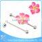 stainless steel wholesale piercing cheap flower unique industrial barbell jewelry