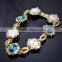 2016 New Design Metal Regula Beads Vintage Bracelets & Bangles Fashion Temperament Blue Crystal Bracelets