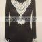 hot selling women summer dress women long sleeves black tunic with embroidery