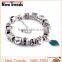 Fascinating vintage alloy bead snake chain bracelet with leaf charm pendant