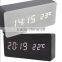 Red LED Natural Color Wooden Digital Alarm Clock DC Input/USB/Battery Voice-activated Clock and Temperature