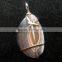 Natural Agate Stone Necklace Wiring Crystal Pendant