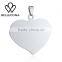 Stainless steel flat blank heart pendant for necklace