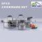 8pcs stainless steel cookware set with black silicon handle/saucepan/casserole