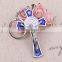 2016 new design wholesale key chain 3-colors big St. Benedict metal crucifix key chain cross key holder
