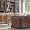Vintage Style Home Office Furniture, Retro Wooden Executive Office Desk, Exquisite Wood Veneer Inlaid Writing Desk With Chair