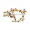 colorful rhinestone cross charms gold chain bracelet tiny crystal charms goldfill chain bracelet