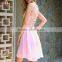 Ladies Dinner Party Dress Pink Lace Up Back Skater Dress