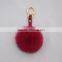 Myfur Wholesale Cute Baby Pink Small Rabbit Fur Pompom Keychain For Bag Charm
