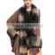 Autumn and winter new women large size loose imitation fox fur collar knitted cardigan shawl jacket