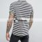 Men'S Plain 100% Cotton Slim Fit Black And White Custom Striped T Shirt With Contrast Color Collar