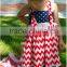 100% Cotton Girls Ruffle Dress Children Long Frocks Designs 4th of July Boutique Outfit