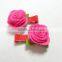 2015 Top Baby Hair Clips With Flower Solid Colors Fabric Rose Flower Attached Clip Handmade Baby Hair Clips