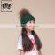Terse Style Cute Kids Natural Raccoon Fur Pom Poms Knitted Hat