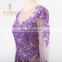 Newest Fashion Handmade Pailletted Beaded Scoop Key Hole Backless Purple Long Sleeves Mermaid Evening Dresses 2016