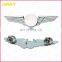 Custom Logo Sliver Plated Pilot Wing Badge With Butterfly Clutch Pin Back
