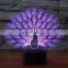 Hot Selling LED 3D Peacock Table Lamp,Led Bedside night light