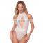 2021 New Sexy Fashion Underwear Women's Lace Hollow Perspective V-ne Halter Bodysuit Sexy Underwear Women