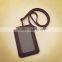 genuine cow leather id card door card holder neck rope with detachable string