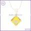 925 Sterling Silver Yellow Square Stone Pendant Necklace For Ladies