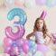40inch Giant Rainbow Starry Sky Number Balloon Foil Gradient Digital Kids Mermaid Birthday Party Decor Helium Ball