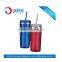 Inside SS outer plastic adult cups with screw lid and straw