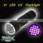 (120451) 2015 Factory 21 LED UV Flashlight With 3*AAA Dry Battery For Pet Urine Detector UV Flashlight 21led blacklight