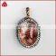 Oval natural phantom quartz with zircon pendant bead, rock phantom quartz crystal tumbled stone, rock crystal jewelry