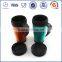 Double wall vacuum flask thermos/plastic coffee mug with handle