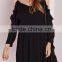 cheesecloth cold shoulder skater dress black