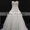 Popular low waist organza skirt cording lace bodice sweetheart neckline with small bow belt wedding dress