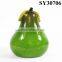 Small glazed green pear shape ceramic decoration