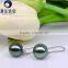 10mm black color high luster perfect round tahitian pearl earrings designs