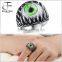Men's Stainless Steel Gothic Skull Dragon Claw Evil Devil Eye Biker Ring vintage Silver green White Ancient