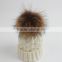 2015 new designed women raccoon fur ball twist wool hat ladies fashion winter knitted warm hats