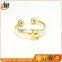 Fashion Stainless steel gold plated Letter alphabet ring with ball