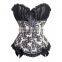 2015 Lace Ruffled Brocade Floral Steampunk Corset Overbust Steel Boned Corset
