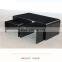 Fashion Design Special Shape All Glass Black Coffee Table Glass Top
