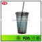 bpa free insulated plastic 16 oz double wall tumbler with lid and straw