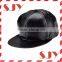 Blank Wholesale Flat Brim 6 Panel PU Leather Snapback Baseball Hat