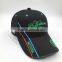 Hot selling customized embroidered black cotton twill golf cap and baseball cap