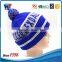 Wholesale White Stripe Knitted Hat Custom Cheap Blue Beanie with embroidery