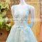 2016 Latest Princess Style Ball Gown Evening Dresses Lace Applique Bow Sash Sexy See Through Robe Longue Femme Soiree ML175