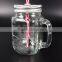 Water Dispenser With Lid And Faucet Drinking Glass Mason Jar With Handles Straw And Basket Set