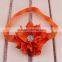 fabric flower headband with rhinestone in center for kids hair accessories