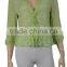 Trimming Lace Buttoned Shirt Green / Light Green Linen Blend lace front closure Jacket