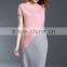 Women pleat trendy high low hem design sloping shoulder dress
