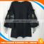 Lady latest design black embroidered wide long sleeve dress