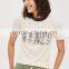 MGOO Wholesale Contrast Collar Stitching Short Sleeve T-shirt Women Silver Foil Print T Shirt Fitness